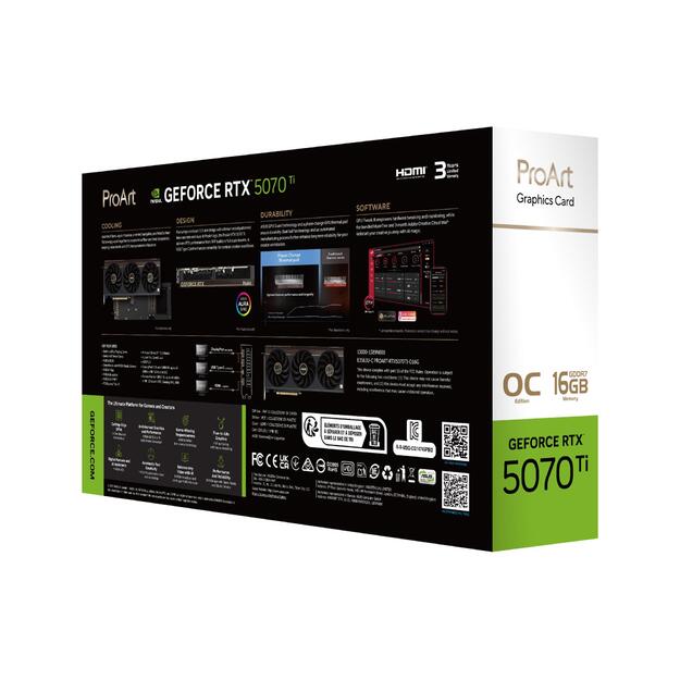 Graphics Card|ASUS|NVIDIA|GeForce RTX 5070 Ti|16 GB|GDDR7|256 bit|PCI Express 5.0|Active|PROART-RTX5070TI-O16G 18