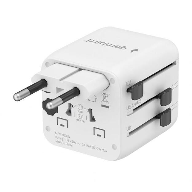 POWER ADAPTER TRAVEL/WHITE TPA-INT-01-W GEMBIRD 2