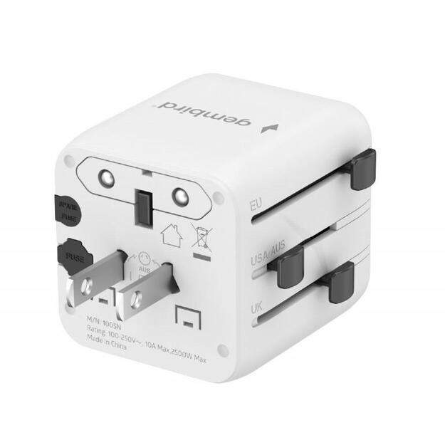 POWER ADAPTER TRAVEL/WHITE TPA-INT-01-W GEMBIRD 3