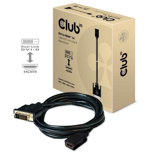 CABLE DVI-D TO HDMI 2M/M/F CAC-1211 CLUB3D 4