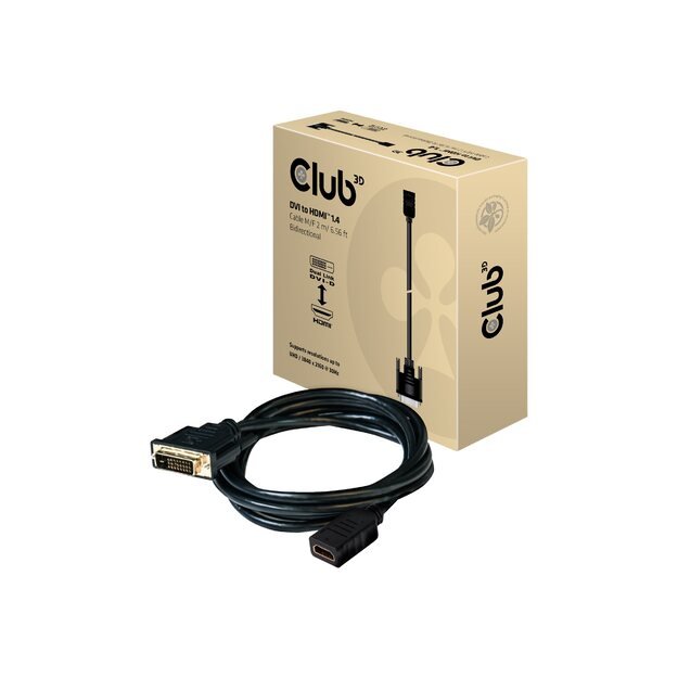 CABLE DVI-D TO HDMI 2M/M/F CAC-1211 CLUB3D 2