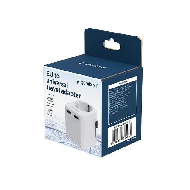 POWER ADAPTER EU TO UNIV. 12W/WHT TPA-EU2A12-01-W GEMBIRD 5