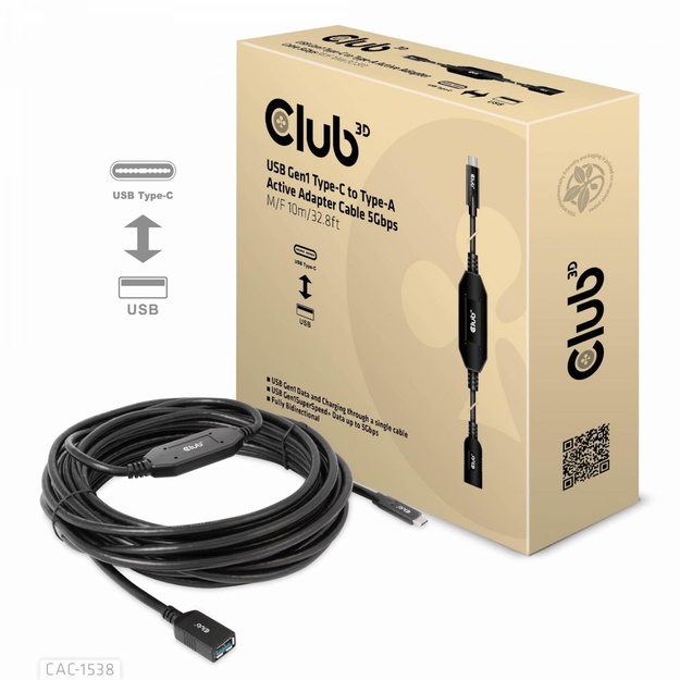 CABLE USB-C TO USB 10M/M/F CAC-1538 CLUB3D