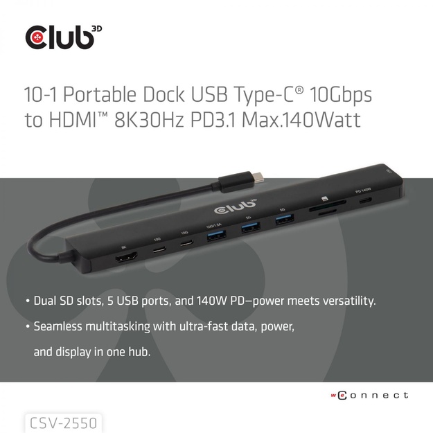 NB ACC DOCKING STATION 10IN1/USB-C 140W CSV-2550 CLUB3D