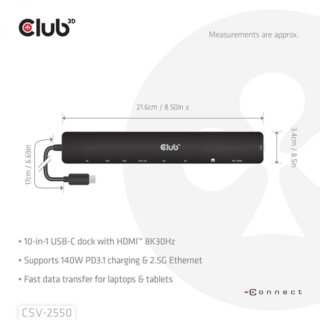 NB ACC DOCKING STATION 10IN1/USB-C 140W CSV-2550 CLUB3D