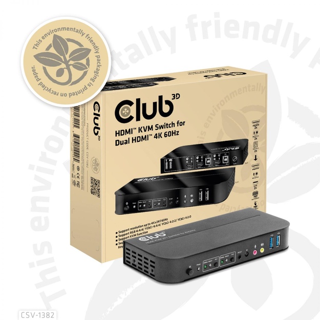 VIDEO SWITCH KVM HDMI 2PORT/CSV-1382 CLUB3D