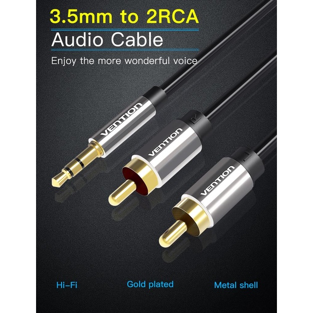 CABLE AUDIO 3.5MM TO 2XRCA/2M BCFBH LINDY