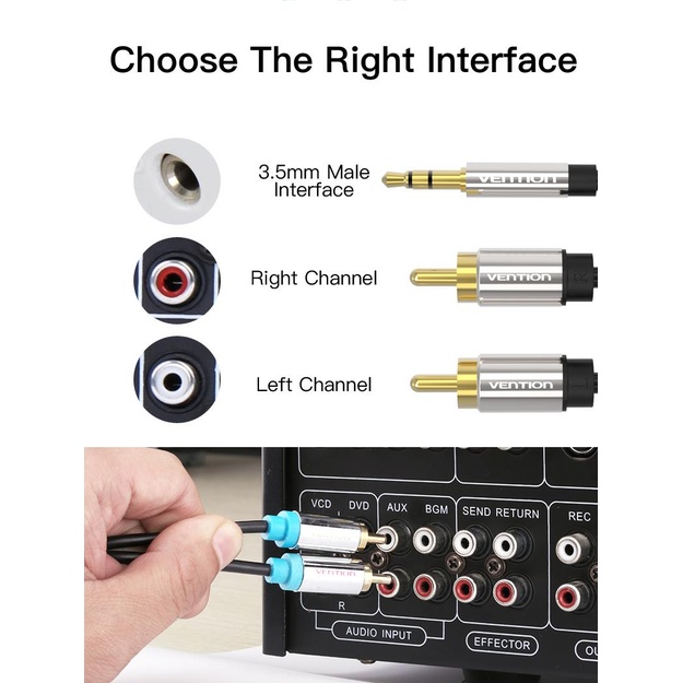 CABLE AUDIO 3.5MM TO 2XRCA/2M BCFBH LINDY