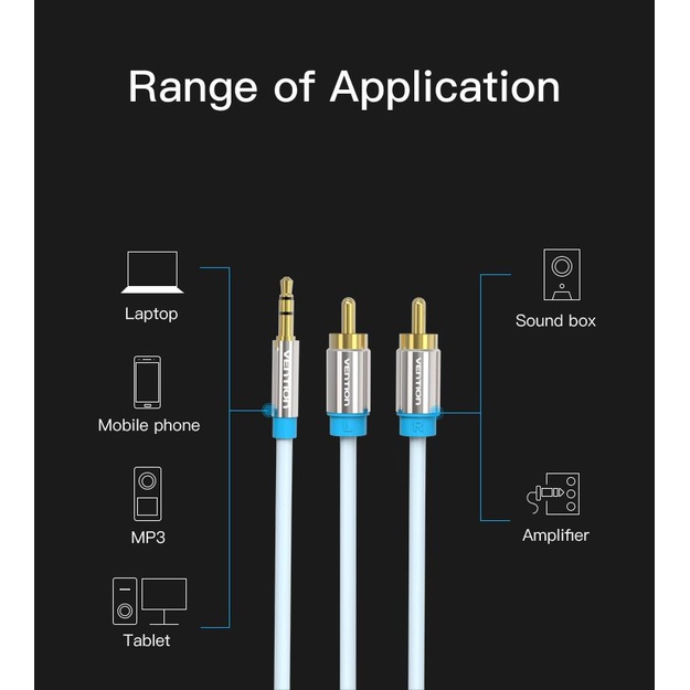 CABLE AUDIO 3.5MM TO 2XRCA/2M BCFBH LINDY