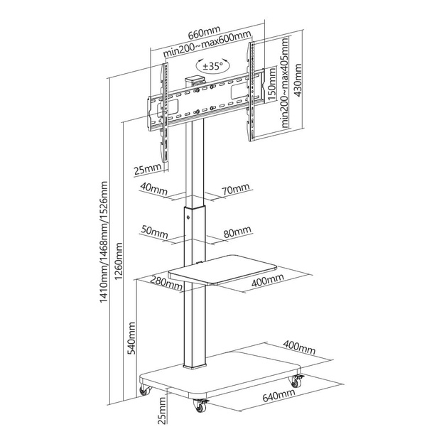 TV SET ACC FLOOR STAND 37-75 /BLACK TVS-75S-02 GEMBIRD