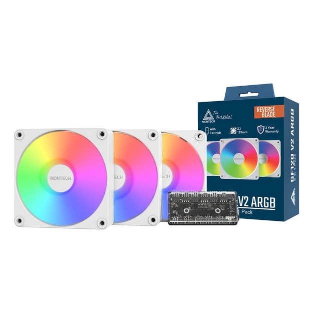 CASE FAN 120MM GF120R V2/ARGB PWM 3I1 (W) MONTECH