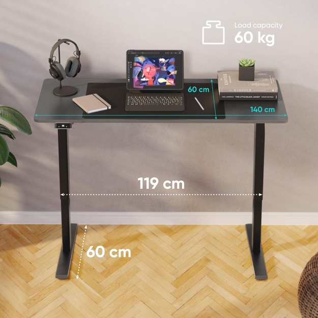 DESK MOTORISED/BLACK WDT221E-B ONKRON