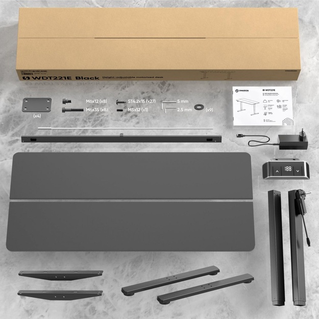 DESK MOTORISED/BLACK WDT221E-B ONKRON