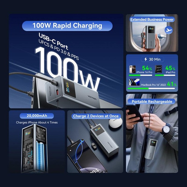POWER BANK USB 20000MAH 100W/FKCH0 VENTION