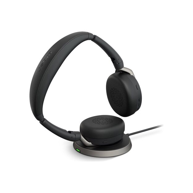JABRA Evolve2 65 Flex MS Stereo Headset on-ear Bluetooth wireless active noise cancelling USB-A black w/wireless charge pad MS T
