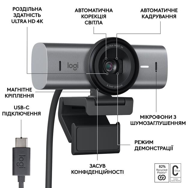 CAMERA WEBCAM MX BRIO 705 4K/GRAPHITE 960-001530 LOGITECH