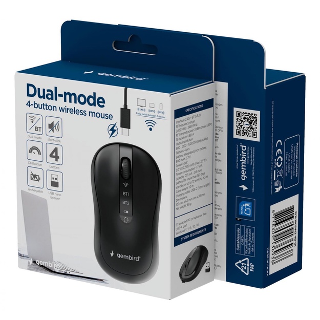 MOUSE USB OPTICAL WRL/MUSW2-4B-01 GEMBIRD