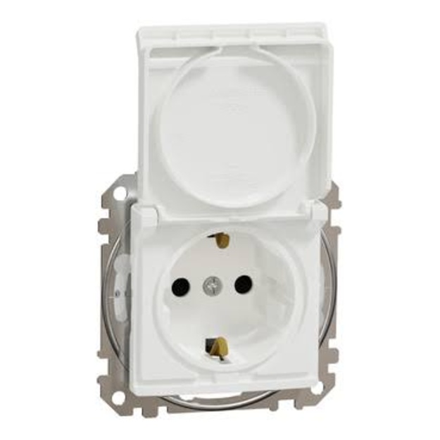 Kištukinis lizdas su dangteliu, IP44,  16A, 250V,  Schneider Sedna, balta sp. SDD211024