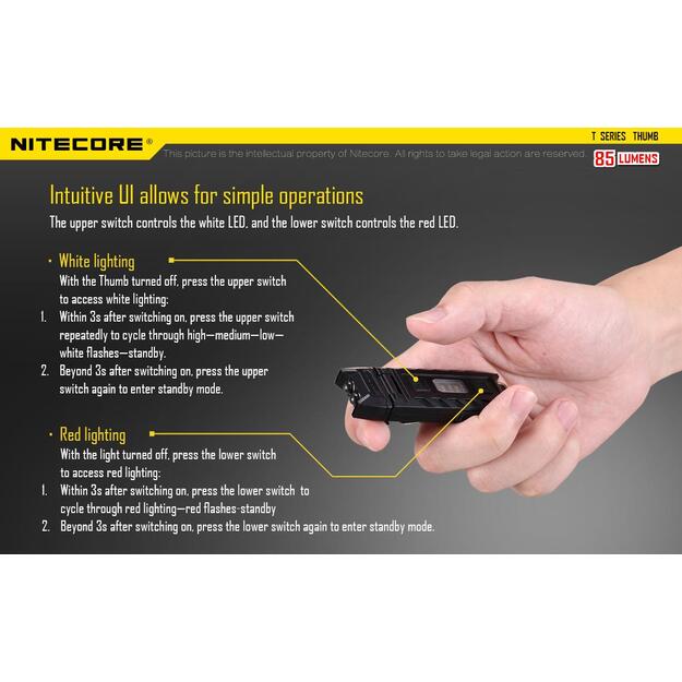 Žibintuvėlis T SERIES 85 LUMENS/THUMB NITECORE 5