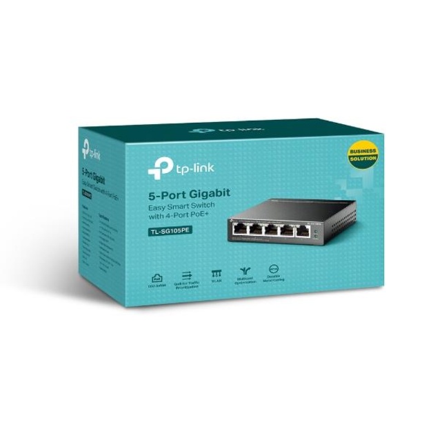 Komutatorius TP-LINK TL-SG105PE Desktop 5x10Base-T 100Base-TX 1000Base-T PoE ports 4