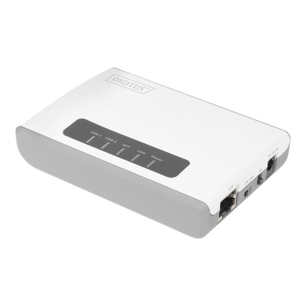 DIGITUS 2-Port USB 2.0 Wireless Multifunction Network Server 300 Mbps