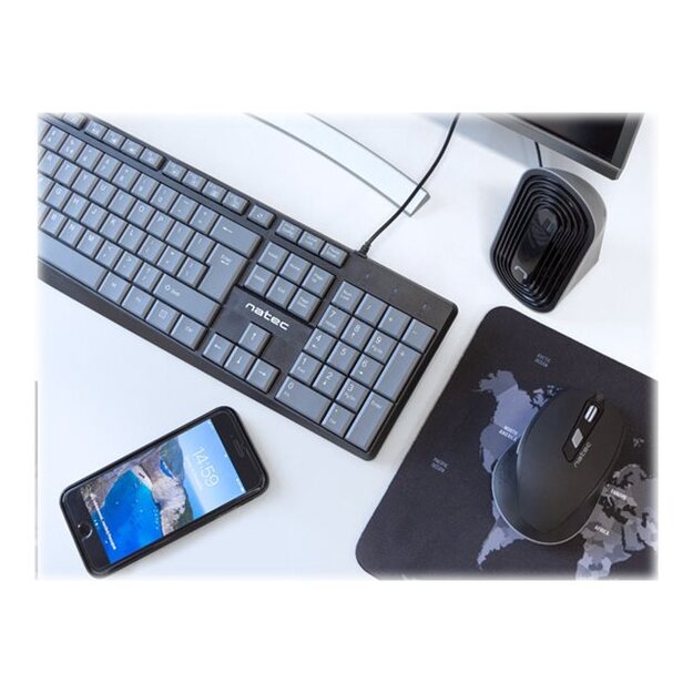 Klaviatūra laidinė NATEC NKL-1507 Natec NAUTILUS SLIM Black/Grey, USB, US Layout