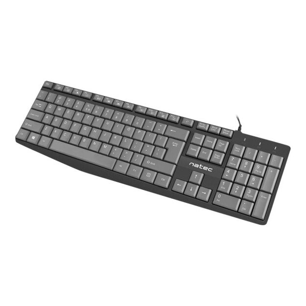 Klaviatūra laidinė NATEC NKL-1507 Natec NAUTILUS SLIM Black/Grey, USB, US Layout