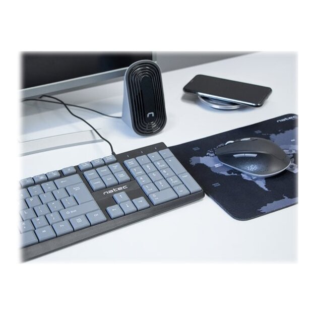 Klaviatūra laidinė NATEC NKL-1507 Natec NAUTILUS SLIM Black/Grey, USB, US Layout