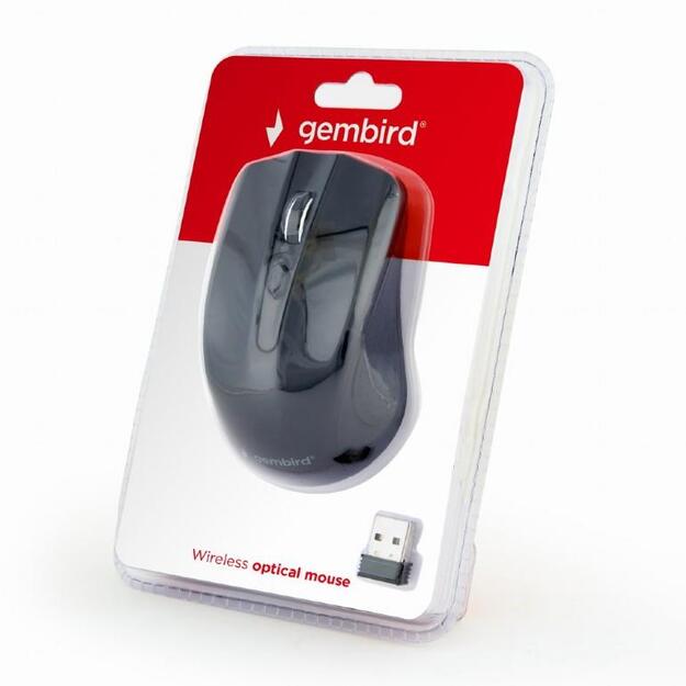 Kompiuterinė pelė belaidė GEMBIRD MUSW-4B-04 Gembird Wireless optical mouse MUSW-4B-04, 1600 DPI, nano USB, black