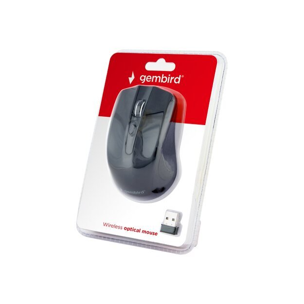 Kompiuterinė pelė belaidė GEMBIRD MUSW-4B-04 Gembird Wireless optical mouse MUSW-4B-04, 1600 DPI, nano USB, black