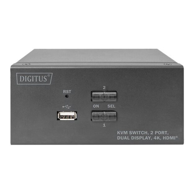 DIGITUS KVM Switch 2x2 HDMI 2-Port Dual Display 4K/30Hz FreeSync