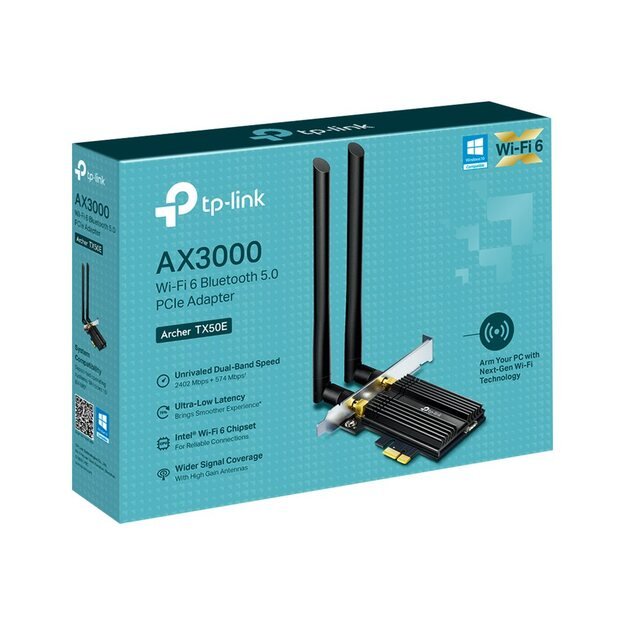 Tinklo plokštė 3000MBPS PCIE ARCHER TX50E TP-LINK