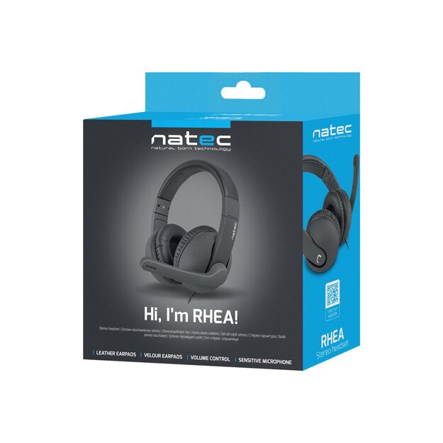 Ausinės NATEC NSL-1452 Natec HEADPHONES RHEA with MICROPHONE BLACK
