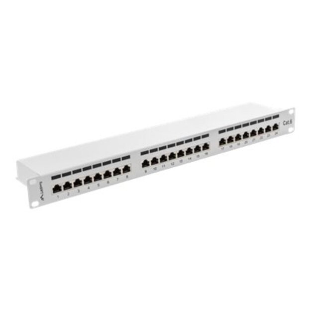 Komutacinė panelė LANBERG PPS6-1024-S 24 port 1U, cat. 6, shielded, grey 1
