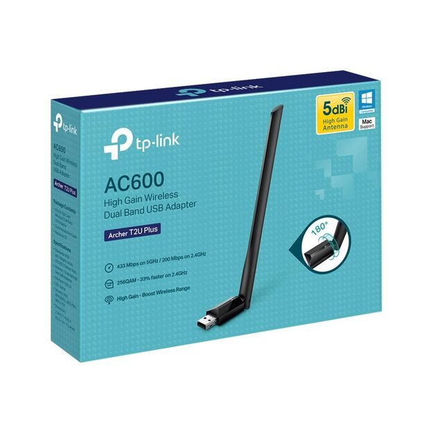 USB belaidžio tinklo Wi-Fi adapteris TP-LINK AC600 High Gain Dual Band USB2.0 1 high gain antenna 2