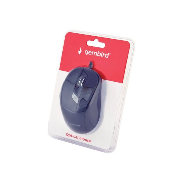 Kompiuterinė pelė laidinė GEMBIRD MUS-6B-01 Gembird optical mouse MUS-6B-01, 1600 DPI, USB, Black, 1.35m cable length 12