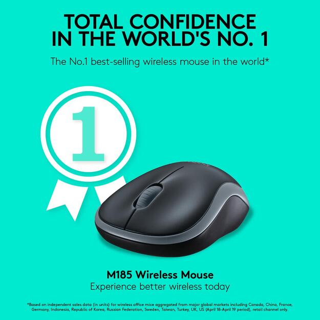 Kompiuterinė pelė belaidė OPTICAL WRL M185/GREY 910-002238 LOGITECH