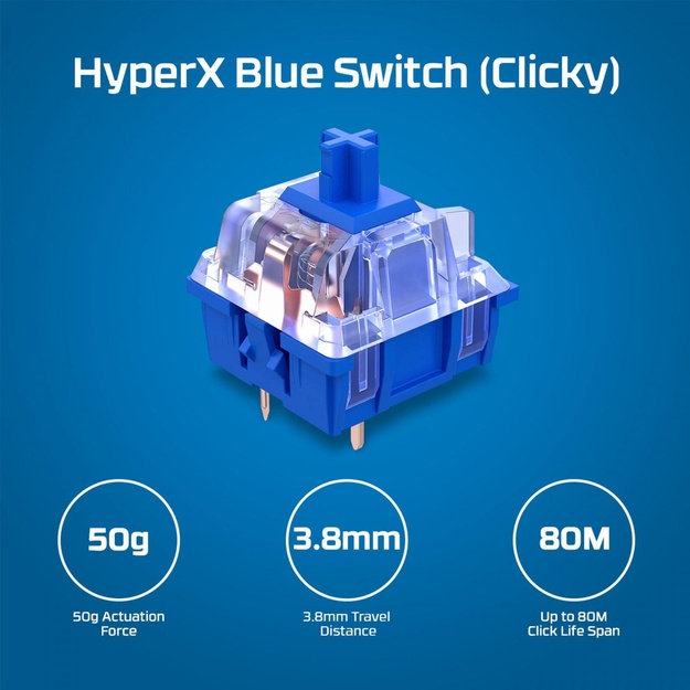 Klaviatūra laidinė ALLOY ORIGINS PBT HX/BLUE 639N4AA#ABA HYPERX