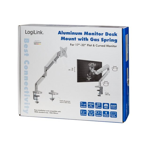 LOGILINK BP0086 Monitor mount 17–32inch aluminum flat & curved screens