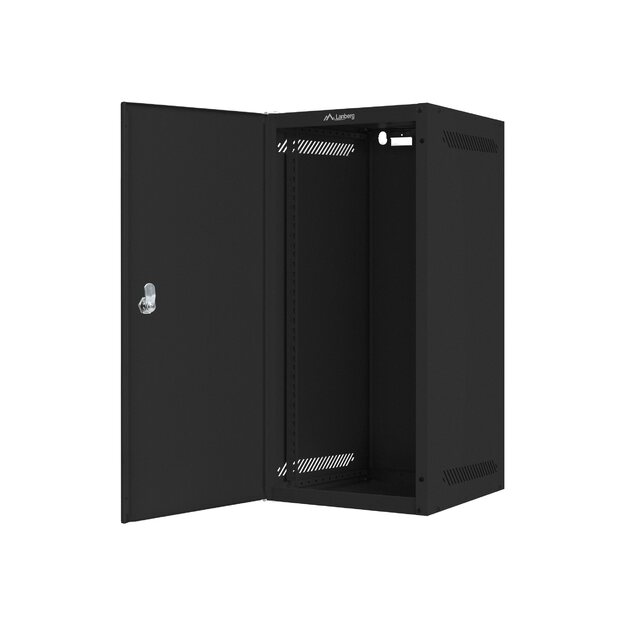 Komutacinė spinta pakabinama LANBERG 10inch 12U 280x310 black with metal door flat pack 1