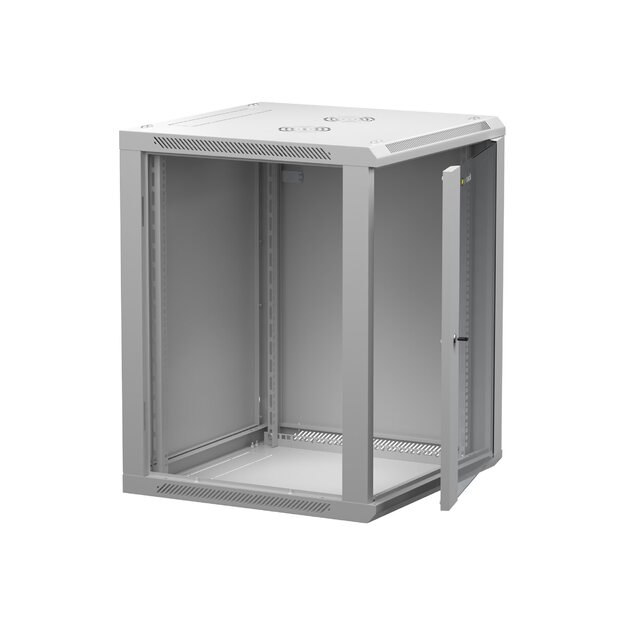 NETRACK 019-150-66-021 Netrack wall/hanging cabinet 19,15U/600 mm,glass door,grey,remov. side pan.