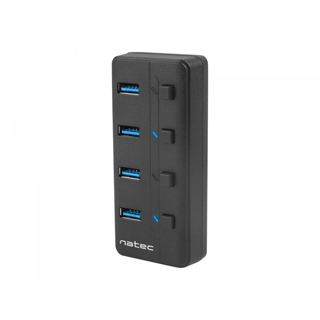 NATEC NHU-1557 Natec Hub USB 3.0 Mantis2, 4-ports on/off with AC Adapter, Black