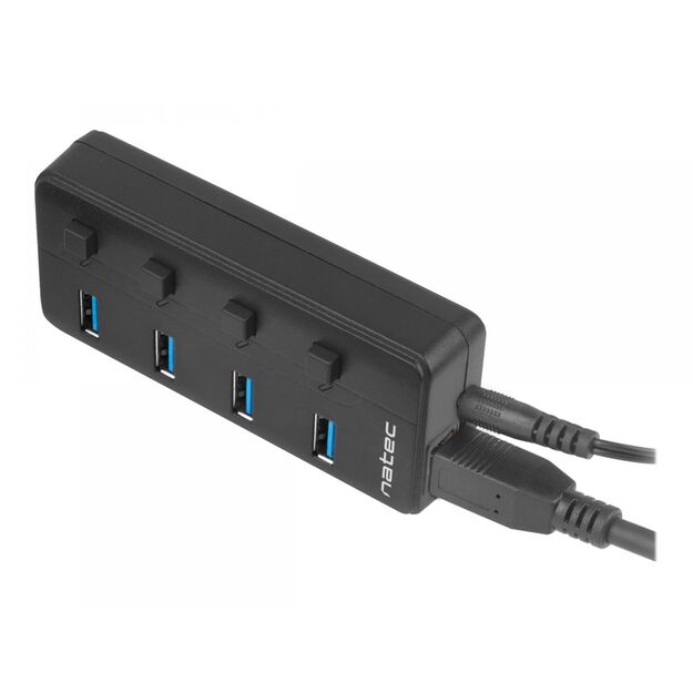 NATEC NHU-1557 Natec Hub USB 3.0 Mantis2, 4-ports on/off with AC Adapter, Black