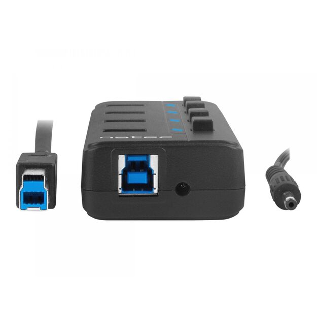 NATEC NHU-1557 Natec Hub USB 3.0 Mantis2, 4-ports on/off with AC Adapter, Black