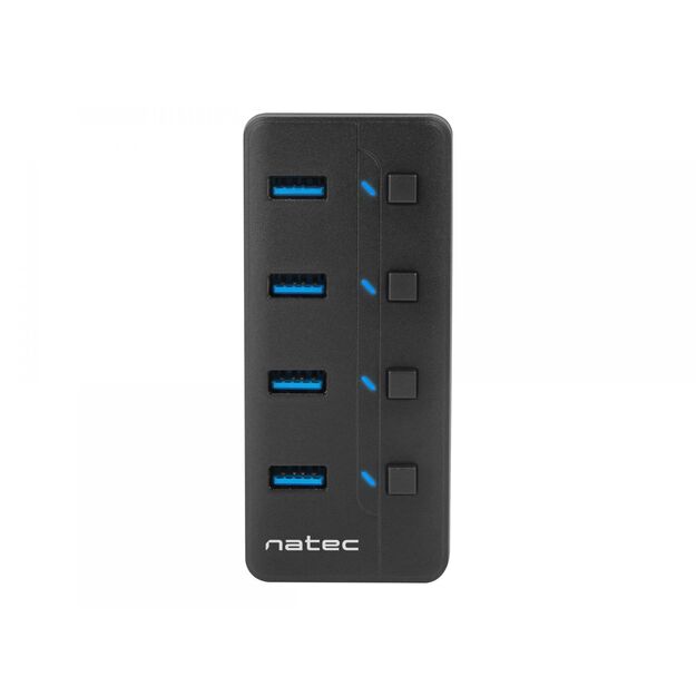 NATEC NHU-1557 Natec Hub USB 3.0 Mantis2, 4-ports on/off with AC Adapter, Black