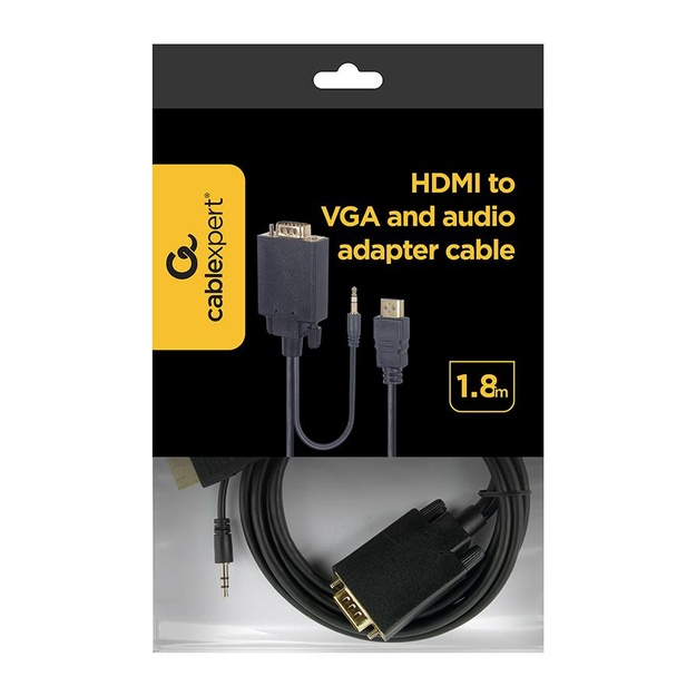 Vaizdo kabelis HDMI-VGA +3.5MM/1.8M A-HDMI-VGA-03-6 GEMBIRD