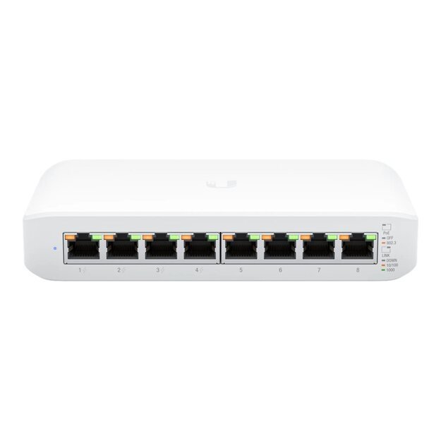 Komutatorius UBIQUITI UniFi Switch Lite 8 Gigabit RJ45 ports including 4x 802.3at PoE+