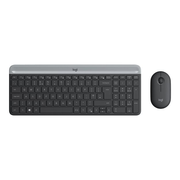 Klaviatūra + pelė komplektas LOGITECH Slim Wireless Keyboard and Mouse Combo MK470 - GRAPHITE - US INTNL - INTNL 43