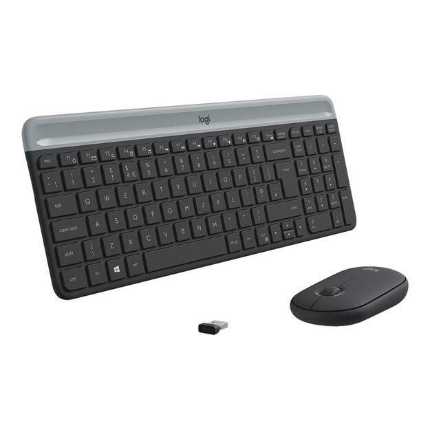 Klaviatūra + pelė komplektas LOGITECH Slim Wireless Keyboard and Mouse Combo MK470 - GRAPHITE - US INTNL - INTNL 47