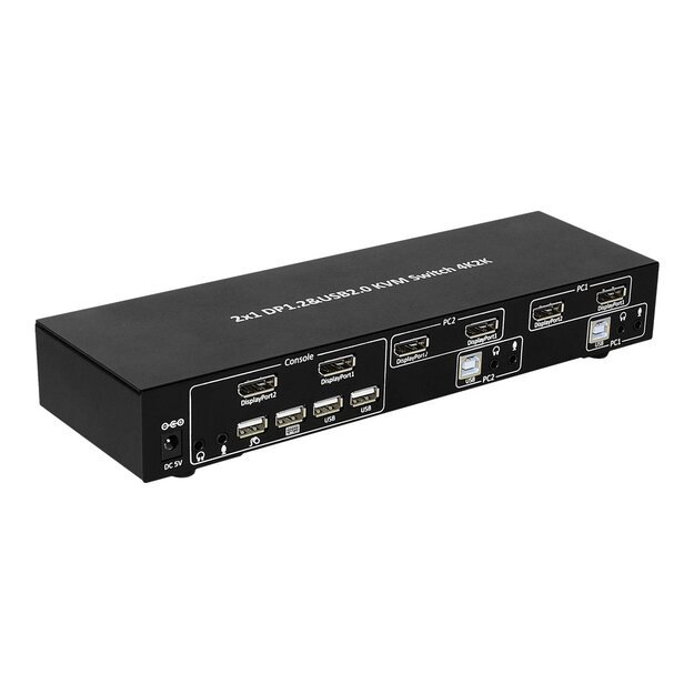 TECHLY 101928 Techly 2-port DisplayPort/USB dual-monitor KVM switch 2x1 with audio